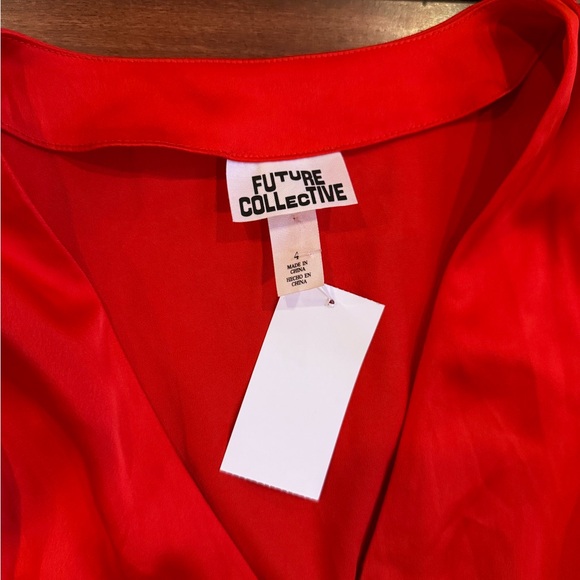 Women's Long Sleeve Rosette Mini Dress - Future Collective Red 4 - Picture 6 of 8